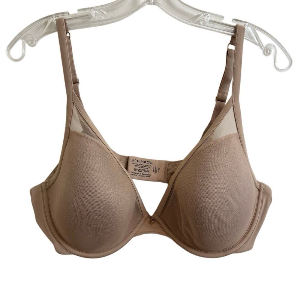 ThirdLove 24/7 Classic Contour Plunge Bra Underwire Nude Size 40C